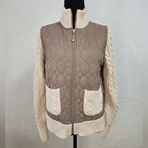 Alfred Dunner Women's Petite Telluride Quilted Sweater Trim Jacket PS Wool Blend